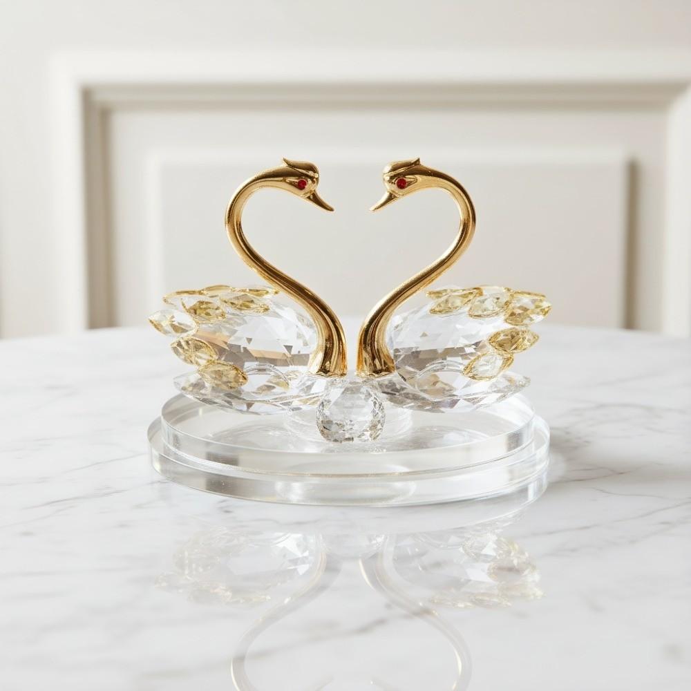 Light Luxury Crystal Swan Ornaments -encrusted Glass Swans Swan Figurines Indoor Foyer