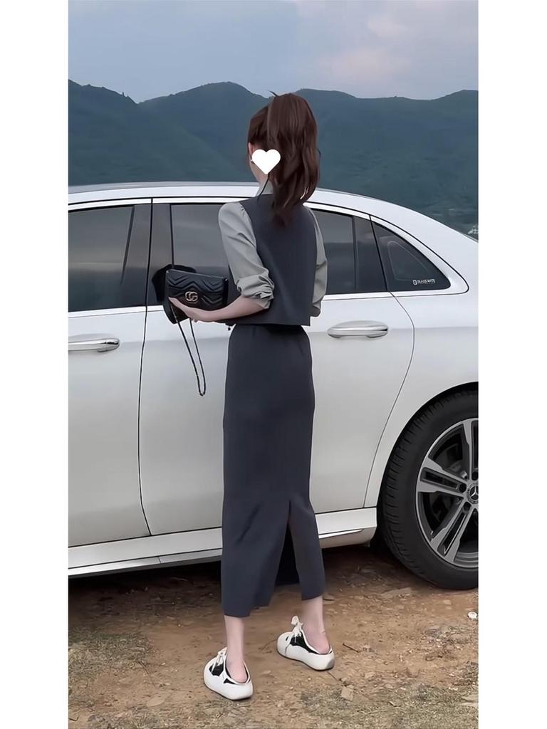 Early Spring Women's Mature Suit: Sleeveless Vest, Shirt, Wide-Leg Pants Petite 3-Piece Set