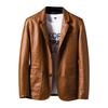 Men's Leather Suit Collar Casual Leather Jacket