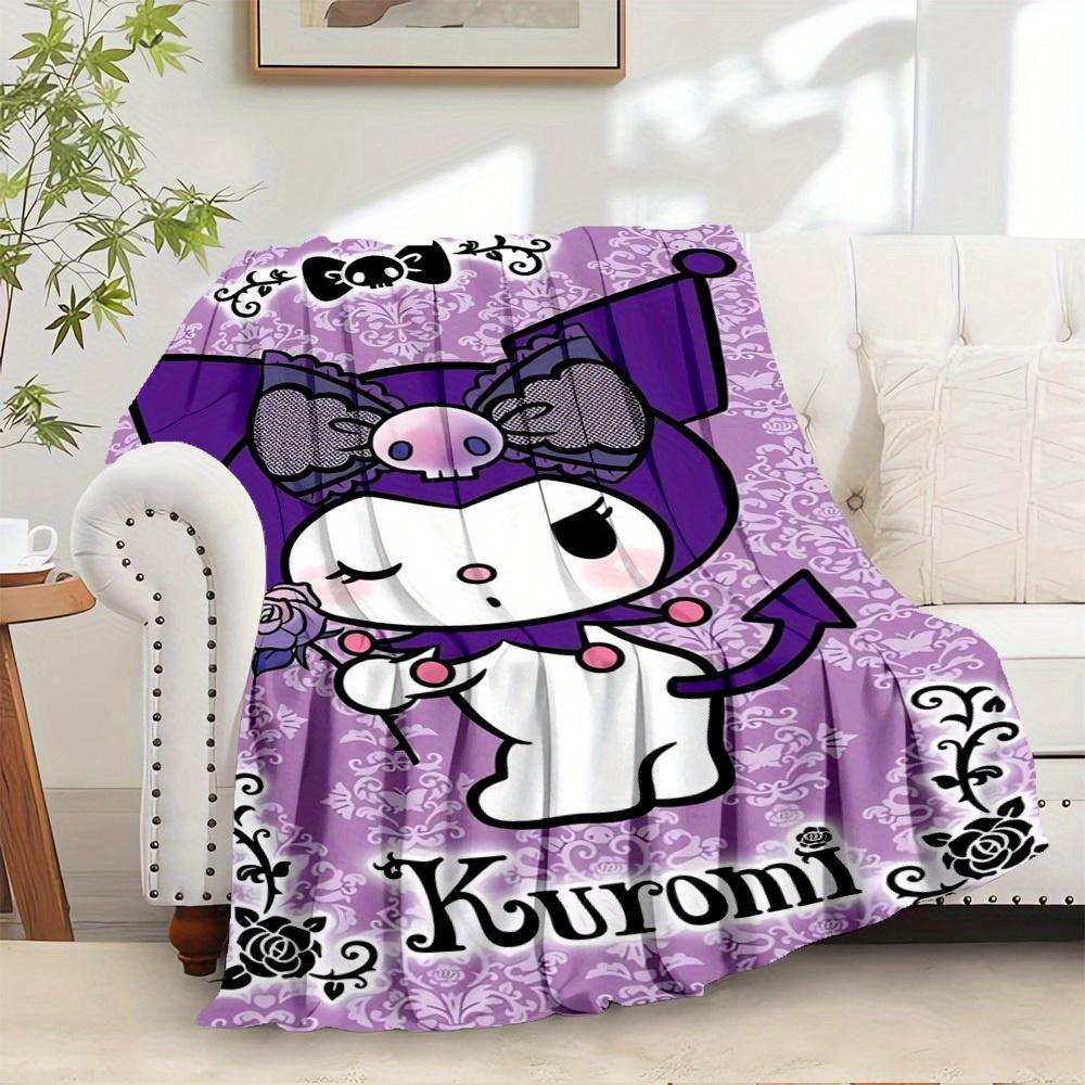 

1pc Kuromi Cute Cartoon Character Purple Background Home Decor Blanket - Seasonal Universal Comfortable Washable Gift for All Ages, Suitable 130x150cm