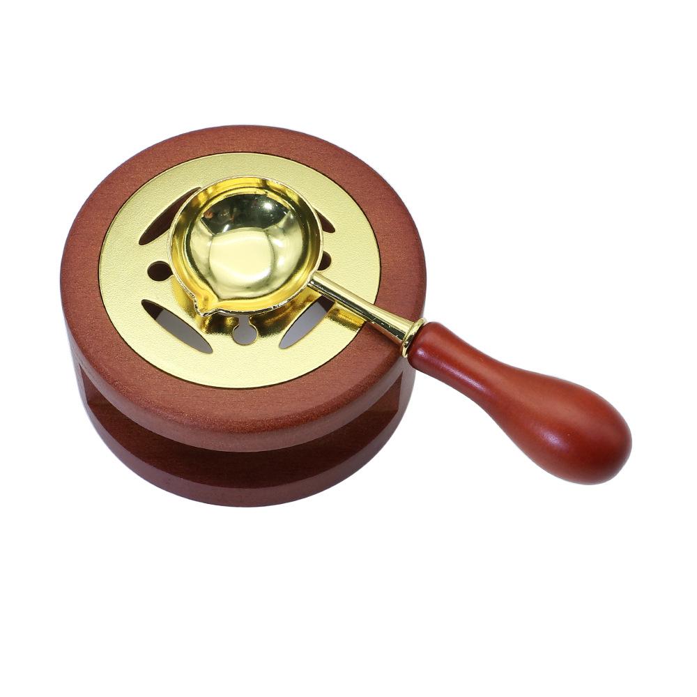 Wax Seal Melting Furnace Set with Handle & Spoon - Wooden Granule Furnace for Crafting