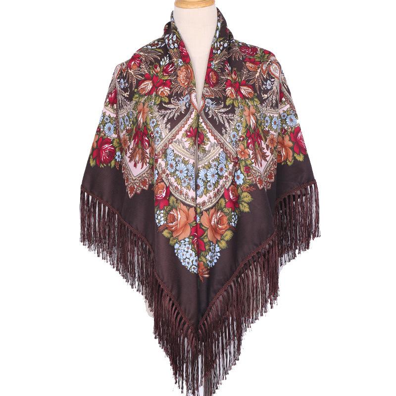 Bohemian Shawl Women Scarf Square Autumn And Winter Warm Cloak Printed Tassel Headscarf Retro Blanket Large Size Bufanda
