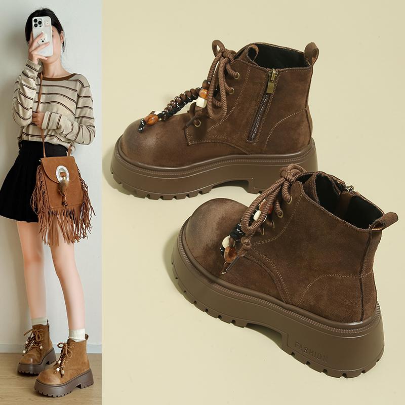 

Мода 2025 Новые Ботильоны на Платформе Женские Дизайнерские Ботинки на Шнуровке Спортивная Обувь Зимние Новые Модные Брендовые Женские Ботинки Обувь для Ходьбы 35