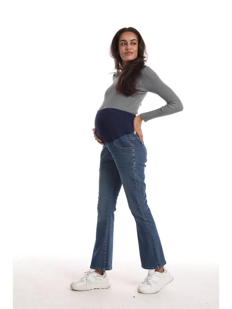 Bootcut Stretch Maternity Jeans with Abdominal Pockets