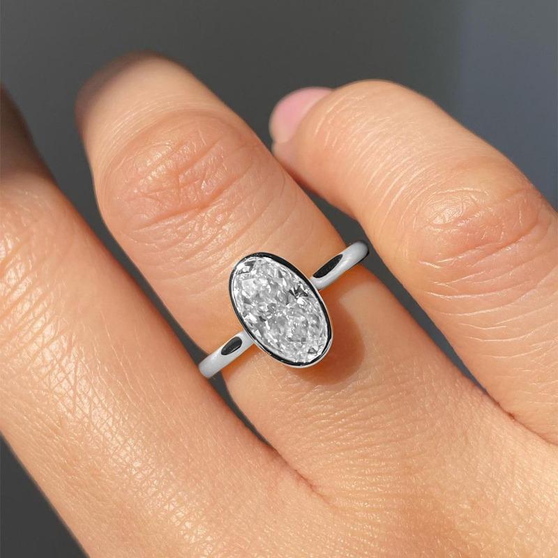 

Meier Luxury niche geometric design ring with egg-shaped 7x10mm zircon inlay - feminine, unique, classic, and perfect for everyday wear no. 10