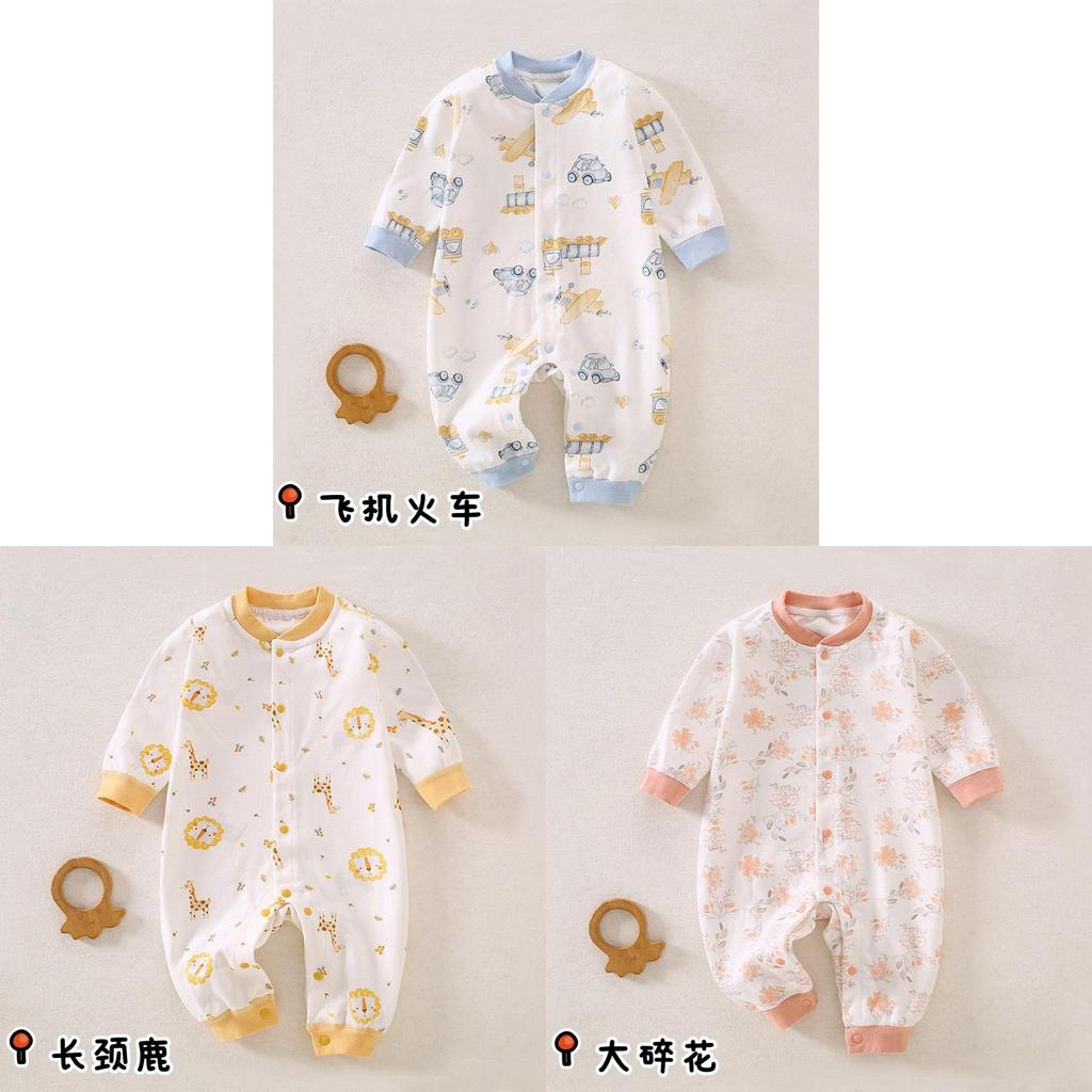 Baby Romper Spring Autumn Cotton Short Sleeve With No Bone Construction For Newborns And Infants