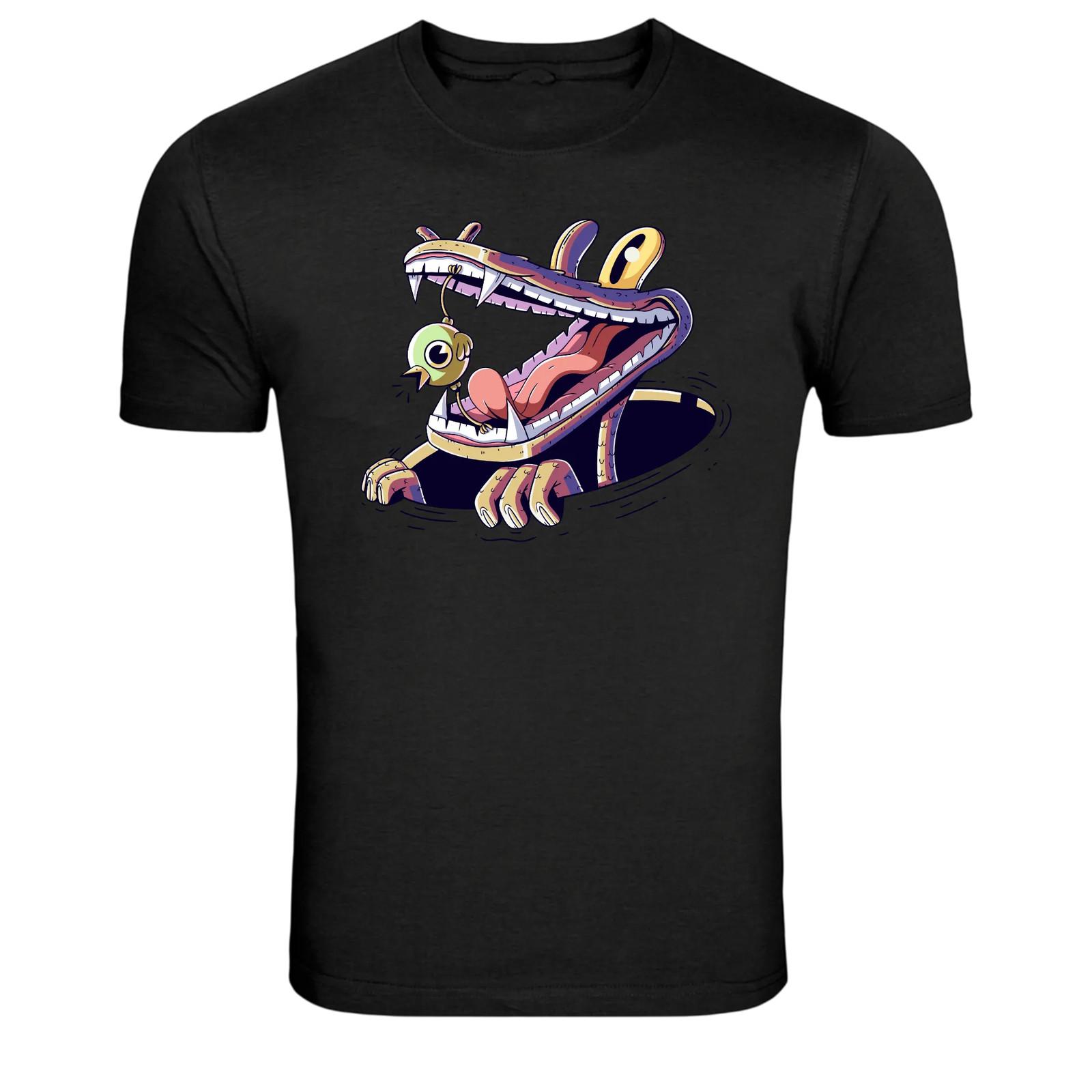 Hungry Monster Emerging From Hole Graphic T-Shirt S