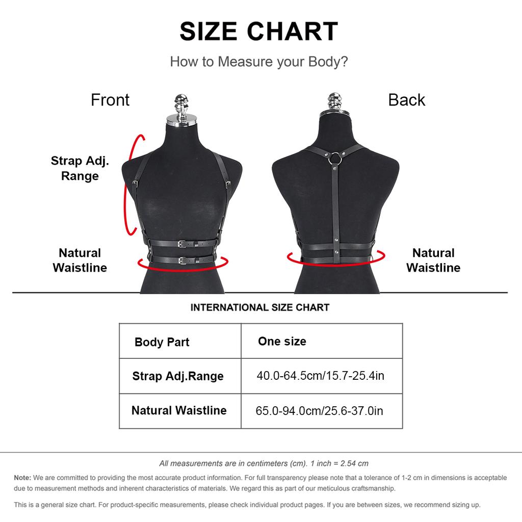 Women's Fashion Body Harness Belt - Black PU Leather Adjustable Straps for Dress & Clubbing Events
