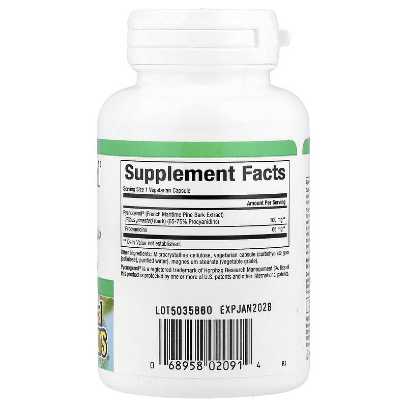 Pycnogenol®, 100 mg, 30 Vegetarian Capsules