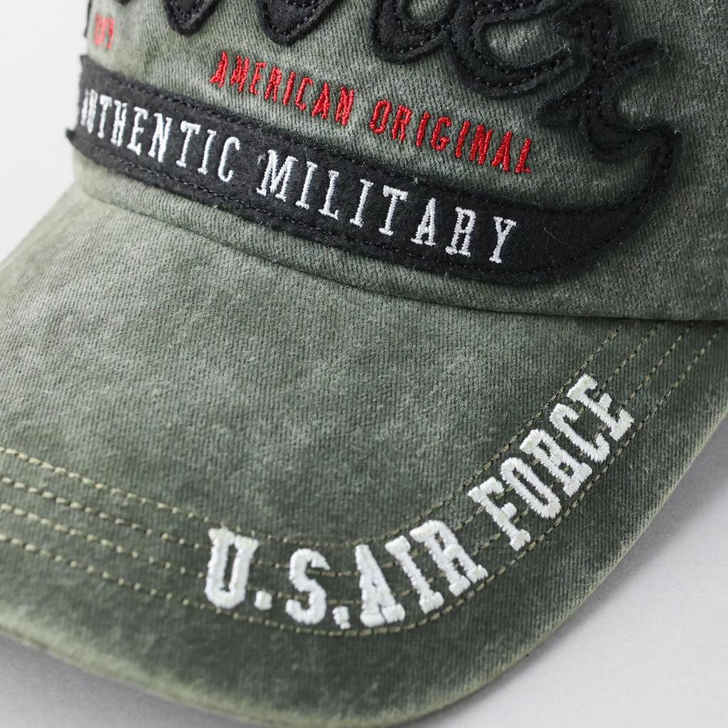 Avirex Military Felt Pigment American Casual Summer Baseball 067 Men's Cap, Low-Profile Cap, Embroidered, Style, Cap, Khaki,