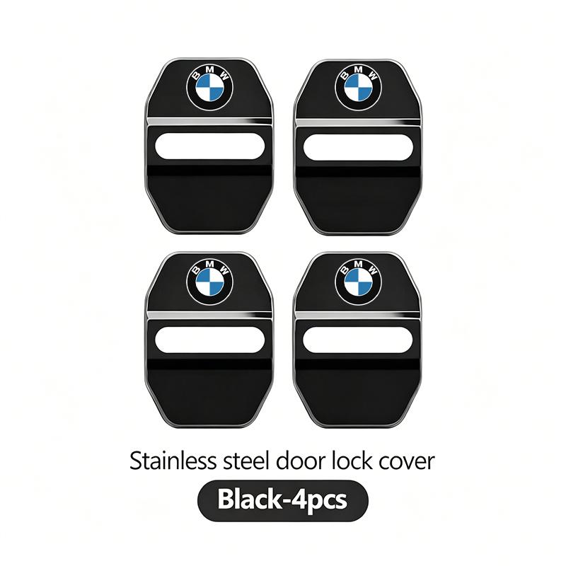 BBKD8 4Pcs Stainless Steel Shock Absorbing Car Door Lock Cover Anti Vibration Latch Protector Accessories For BMW E90 G80 M3 G30 M5 F8