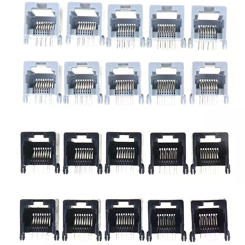 10pcs RJ45 8P8C Network Jack Socket Computer Internet PCB Jack Socket for Networking