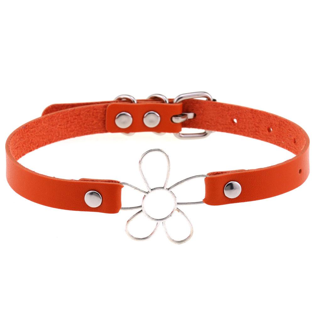 Simple Floral Choker, Fresh Flower Faux Leather Neck Collar Clavicle Necklace