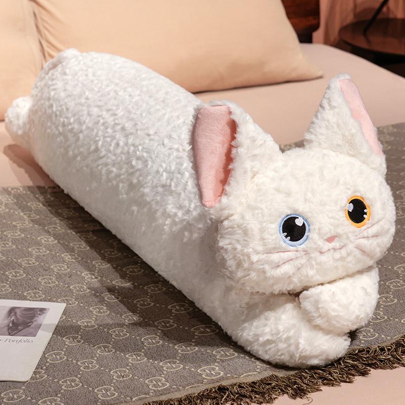 

90-110cm Colorful Kawaii Curly Haired Cat Plush Pillow Soft Stuffed Animals Kids Toys Sofa Cushion Home Decor Girls Gifts 90cm белый