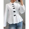 Long Sleeve Slim Fit Pullover Shirt Women S Solid Color Elegant