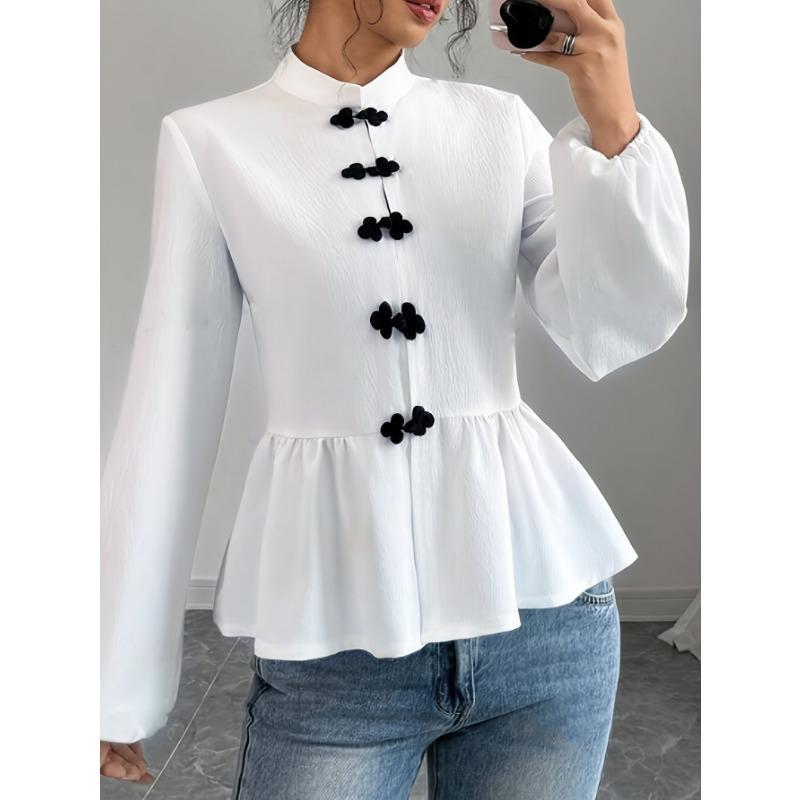 Long Sleeve Slim Fit Pullover Shirt Women S Solid Color Elegant