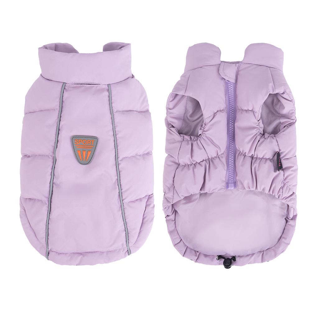 

New winter pet dog clothes thickened vest teddy bear puppy clothes reflective dog pet cotton-padded clothes M фиолетовый