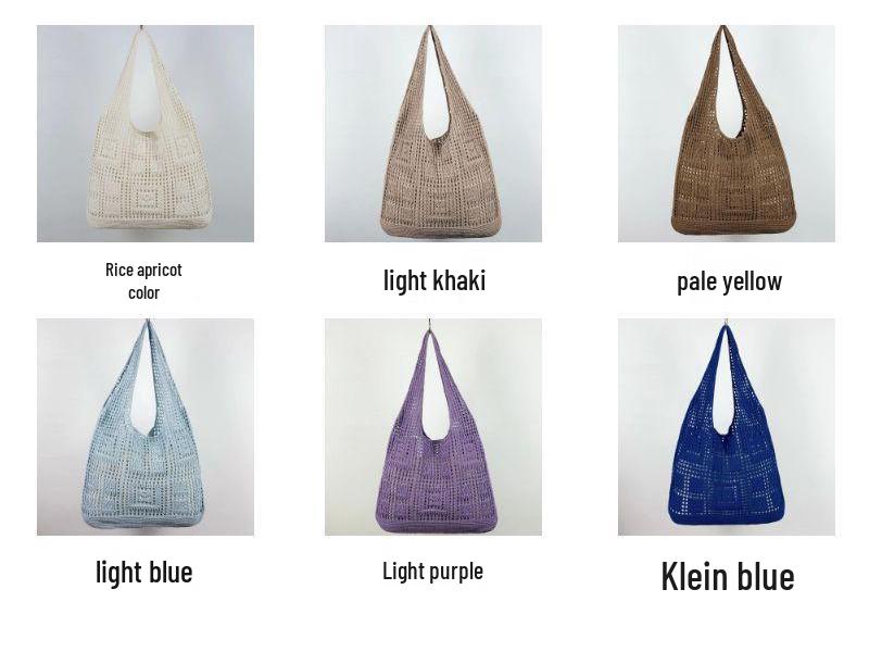 Women's Large Capacity Solid Color Knit Shoulder Bag - Casual Vacation Style, Versatile and Stylish.