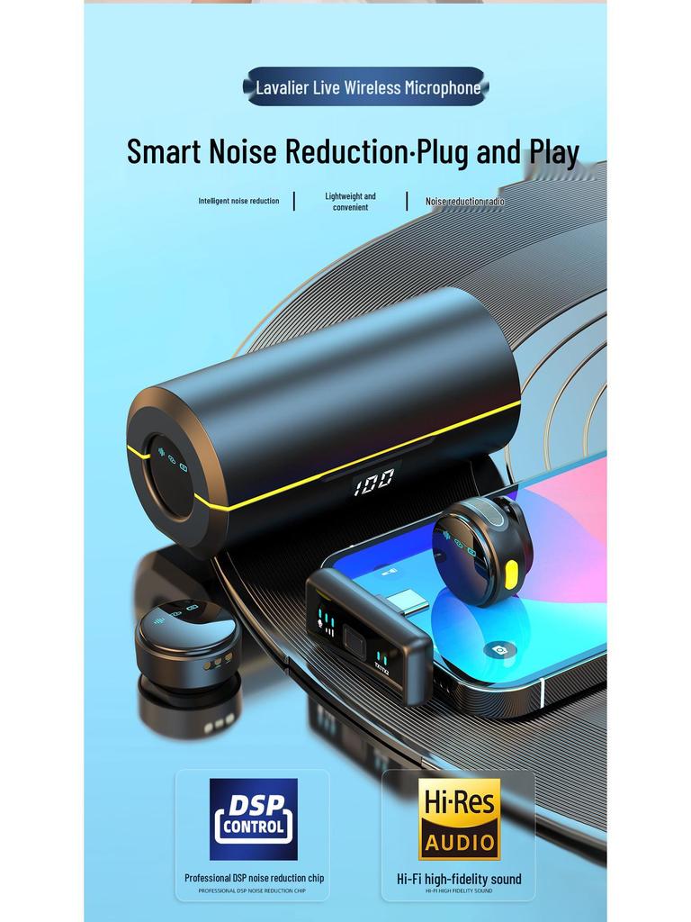 Q18 Magnetic Wireless Collar Microphone with Noise Reduction for Live Broadcast & VLOG