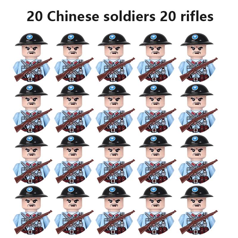 20Pcs/Set WW2 Military Soldier Array Soviet US UK France Japan Canada Italy China Building Blocks Action Figure Bricks Kids Toy
