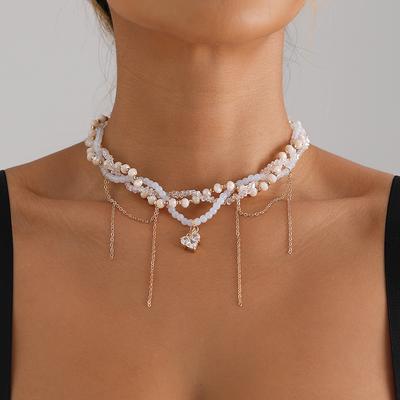 Exquisite Multi Layer Heart Tassel Necklaces For Women Girls Light Luxury Collarbone Chain Jewelry Accessories Gifts