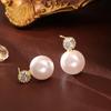 Zircon Pearl Stud Earrings: High-End Fashion, Versatile Silver Needles in Sweet, Popular Celebrity Style