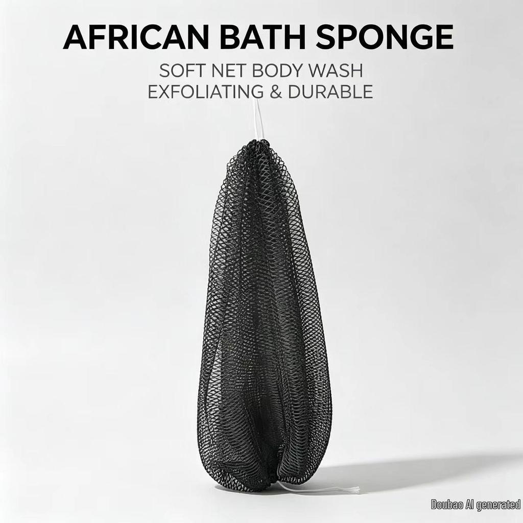 Hohe Elastizität Afrikanisches Netz-Badetuch mit Seil – Langer Sauna-Rückenschrubber zur Exfoliation und Fleckenentfernung