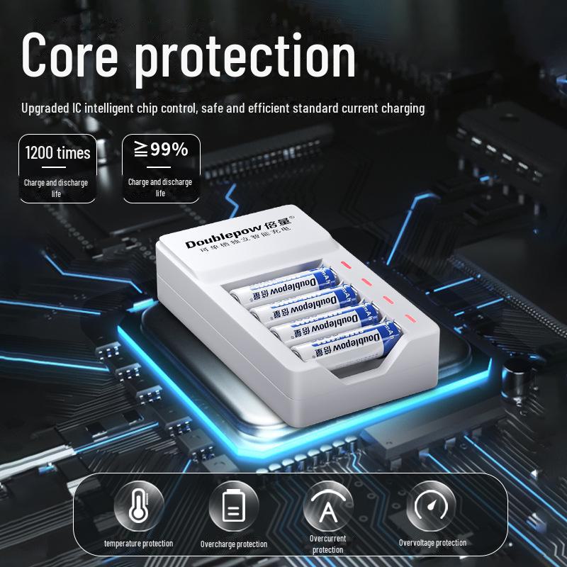 NiMH Charger Set with 4 Rechargeable 3000mAh AAA Batteries for Microphone Toys