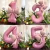 40inch Number 0-9 Pink Number Bowknot Bow Aluminum Foil Balloons for Women Girls Wedding Birthday Party Photo Props Supply