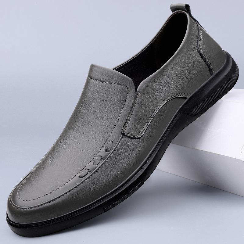 Men's Shoes 2025 Summer New Men's High-end Lace-up Casual Leather Shoes Soft Sole Non-slip One-pedal Large Size Dad Shoes