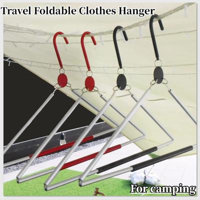 Retractable Portable Travel Hangers,Aluminum Alloy Foldable Clothes Hanger,Lightweight Collapsible Coat Rack for Outdoor Camping