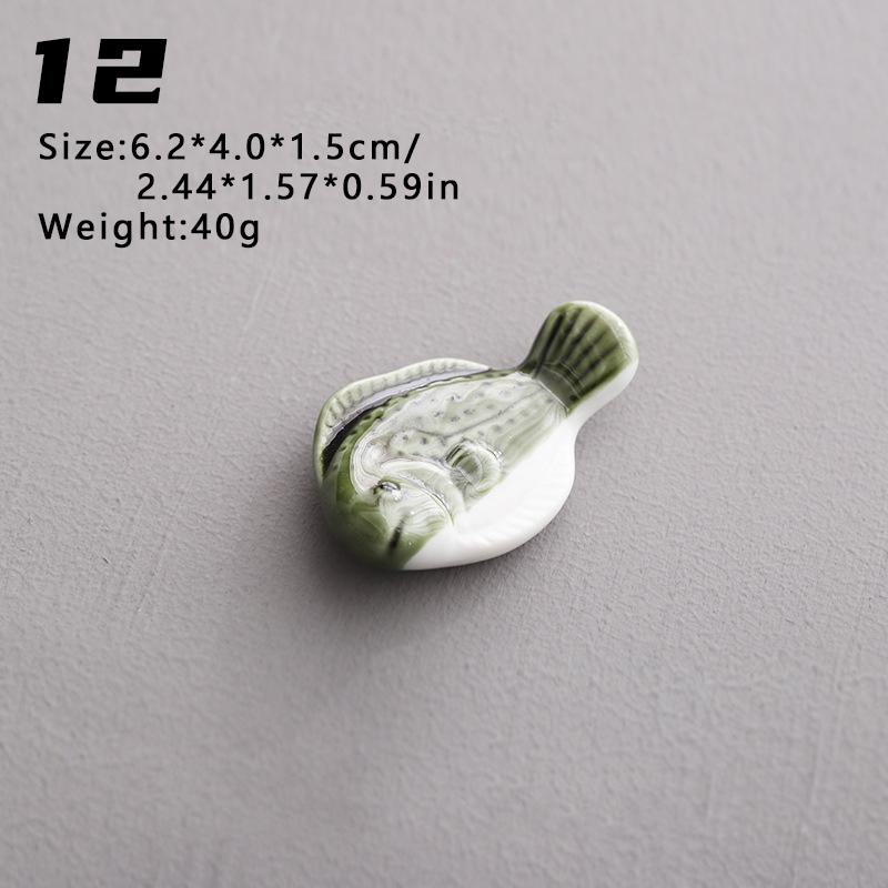 Cute Little Fish Ceramic Solid Chopstick Holder for Japanese Restaurants, Spoons, Fork Racks, Ceramic Rest Kitchen Utensils