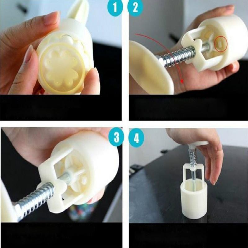 8 buc./1 set Moon Cake Mold Maker Presiune manuală cu Mooncake 8 ștampile Flori Motive rotunde Biscuit Moul
