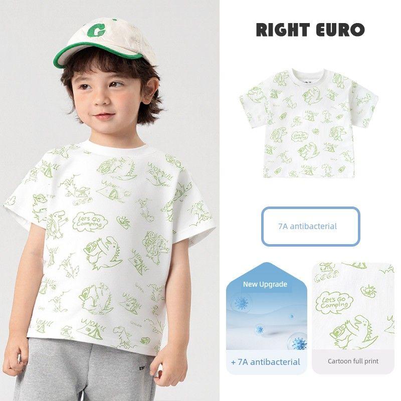 Boys' Pure Cotton Short-Sleeved T-Shirt Summer Wear 2026 Children's Clothing Kids' Baby Tops Half-Sleeved Boys' Summer Thin Style