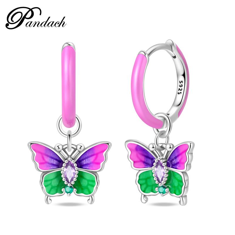 Brincos Exquisitos de Abelha, Borboleta e Joaninha em Prata de Lei 925 Para Mulheres Românticos Brincos em Forma de Coração Rosa Joias para Festa de Casamento