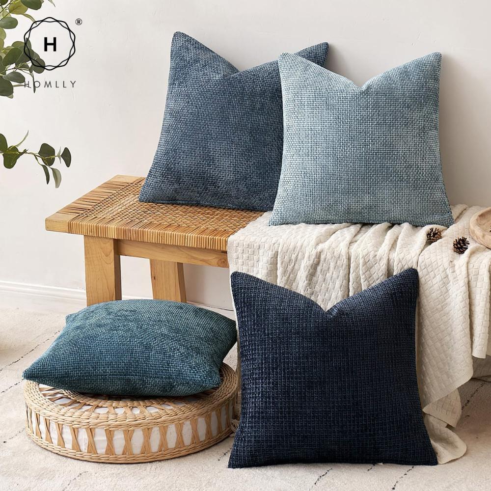 HOMLLY Sadii Teksturowana Poszewka na Poduszkę Dekoracyjną z Chenille (45 x 45 cm) X2SZT