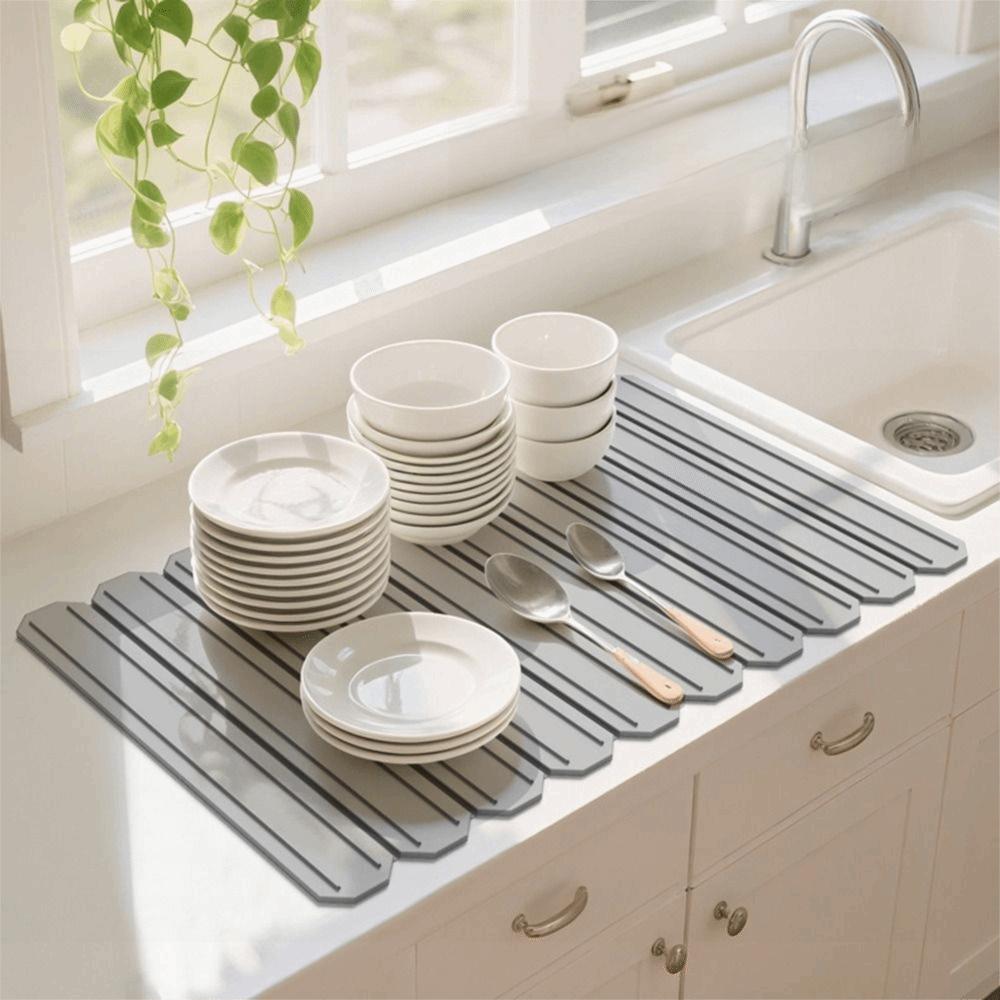 Quick-drying Kitchen Drying Mat Non-slip Countertop Protector Silicone Drain Pad Multi-functional Prevents Water Build Up