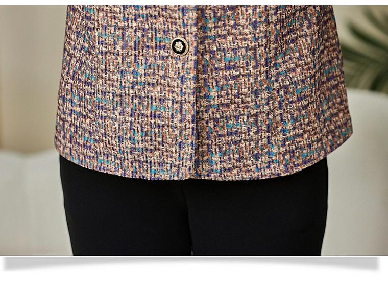 2025 Spring & Autumn Color Block Turn-Down Collar Jacket for Middle-Aged & Elderly Women