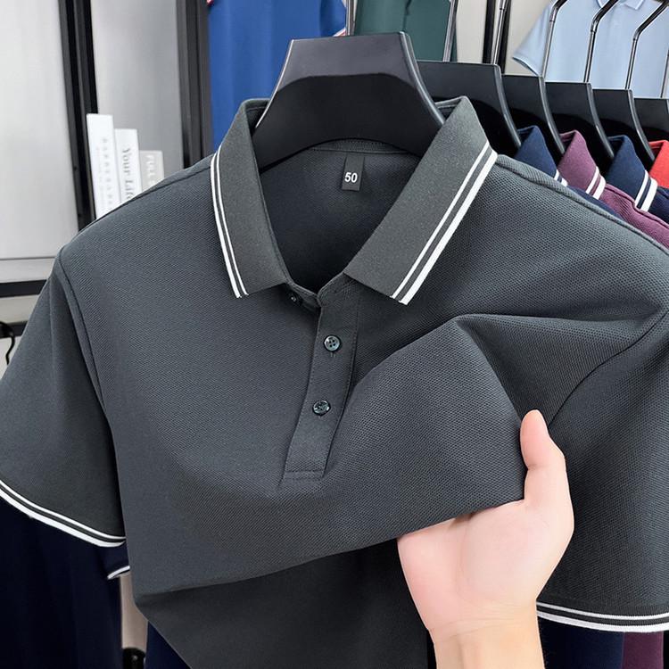 Men's 100% Cotton Short Sleeve Lapel Polo Shirt - 2026 Summer Casual Loose Fashion Top