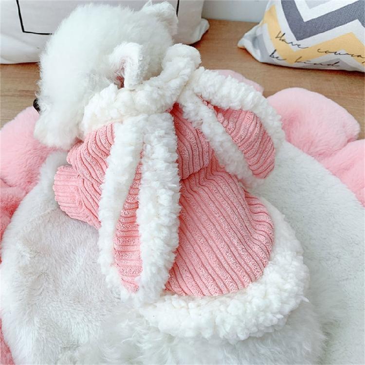 Christmas Dog Jumpsuit with Hood Halloween Fleece Pet Cosplay Rabbit Sweatshirt