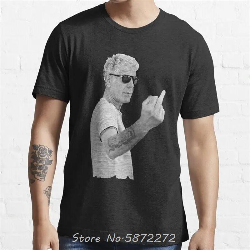 Anthony Bourdain Cool With Middle Finger Oversized Unisex Tshirt Cotton Fitness T Shirt Graphic Tshirt Funny Tees Men Clothing