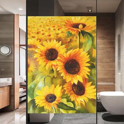Film pour Vitre Intimité Beaux Tournesols Autocollant Verre Blocage UV Contrôle Chaleur Revêtements Teinte pour Décoration Intérieure