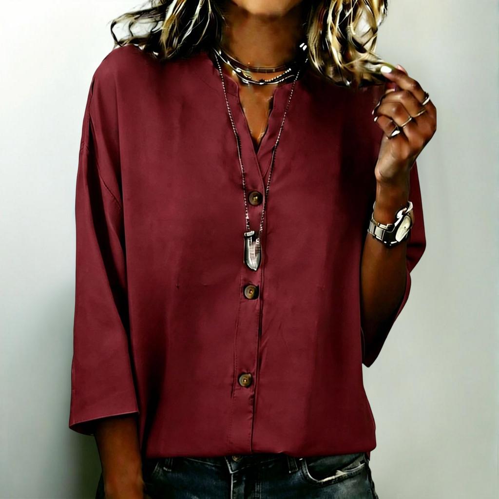 Women's Fashion New Summer Button Loose Shirt Women's Casual Versatile T-Shirt Top