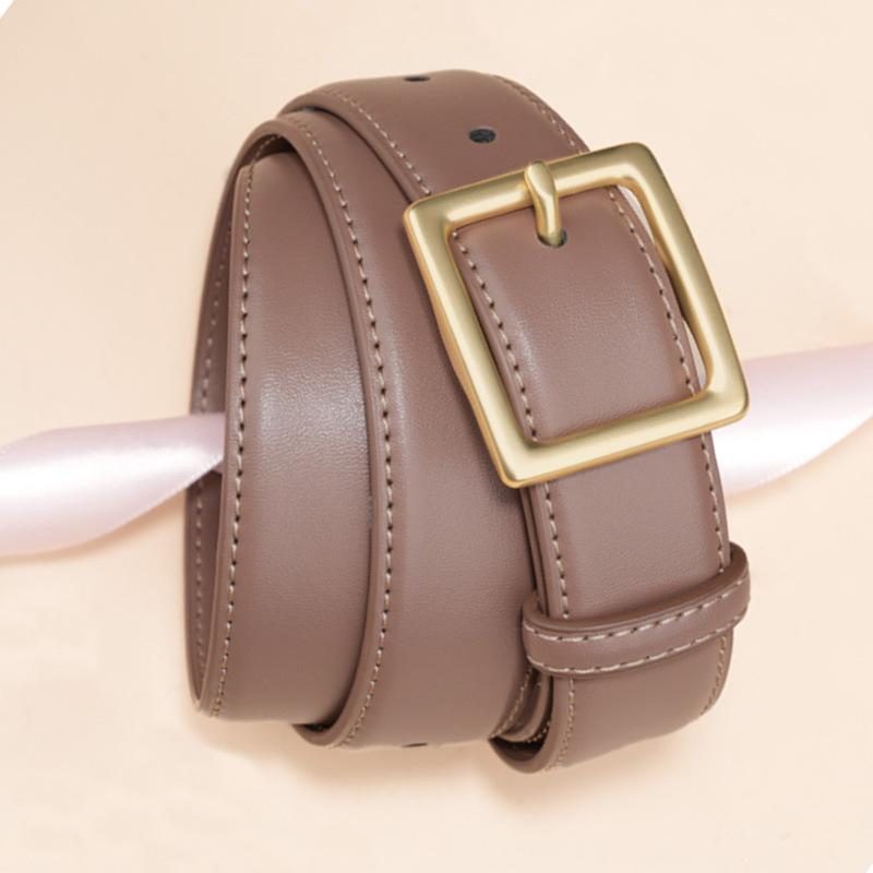 New Genuine Leather Belt for Women with Versatile Pin Buckle Simple Personality with Jeans Texture Belt Casual Niche Belt