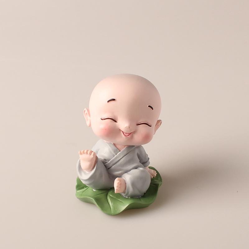 Zen Car Decor: Set of Four Shaking Head Monk Ornaments for Interior Decoration
