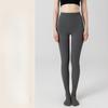 Spring Autumn Winter Women's Gray Vertical Stripe Fleece Lined Thick Warm Outer Wear Pantyhose & Black Compression Slimming Leggings