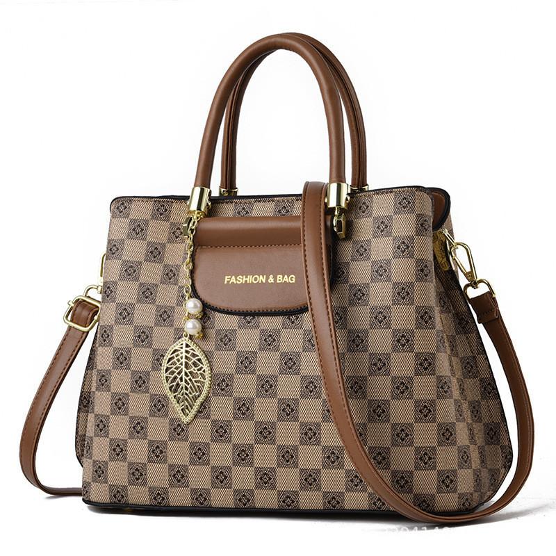 

Fashionable Women s Handbag 2024 Spring Summer Trendy Large Tote Bag For Moms Light Check Khaki