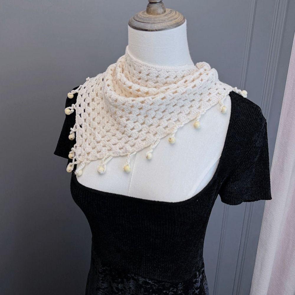 Bohemian Tassel Knitted Triangle Scarf Exotic Ethnic Style Hollow Out Lace Shawl Cloak Scarf Accessories Crochet Flower Scarves
