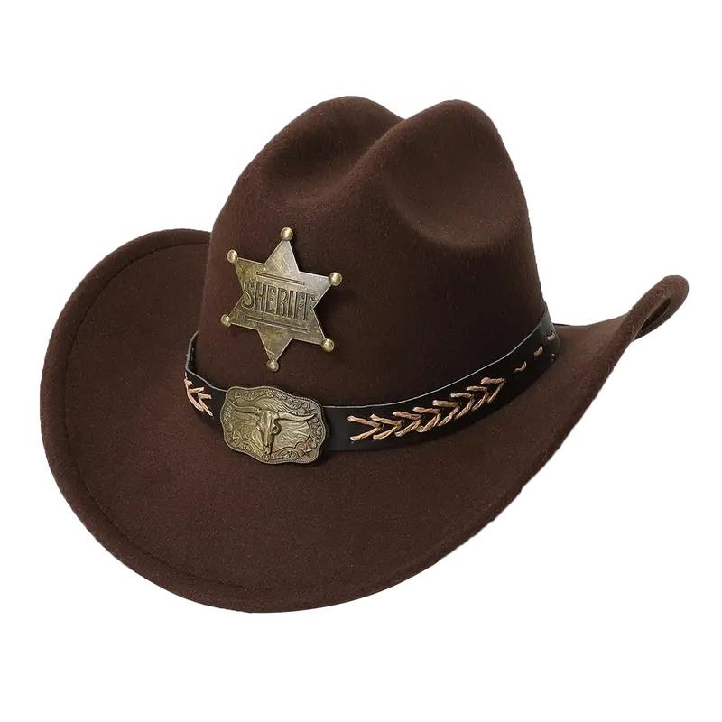 

GEMVIE Vintage Western Cowboy Hats for Women Men Autumn Winter Cowgirl Hat with Black Belt 56-58cm кавовий