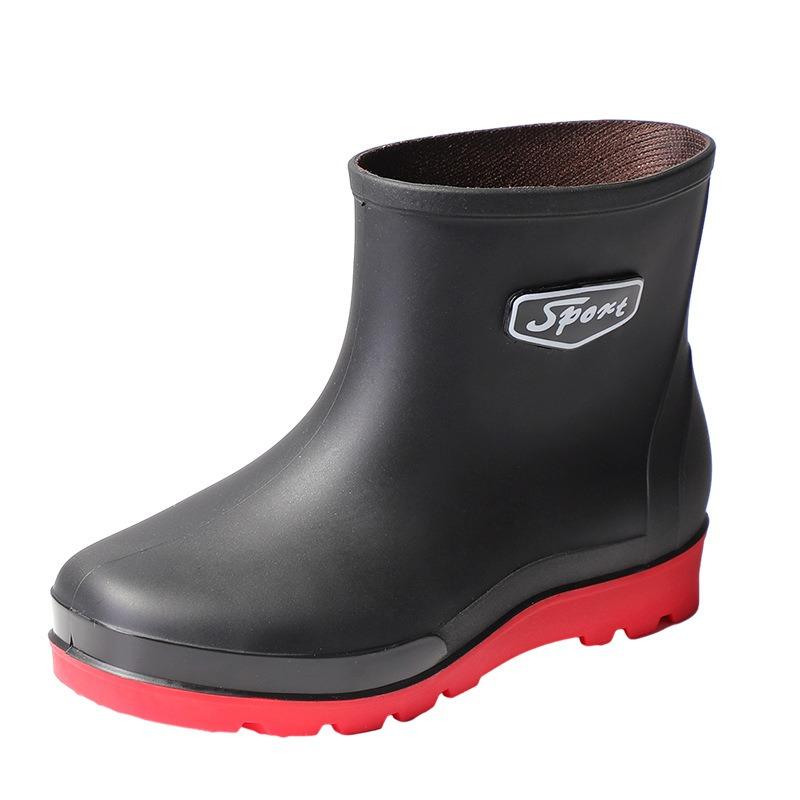 Rain Boots Men's Trend Low Tube Men's Rain Shoes Travel Car Wash Men's Rubber Shoes Non-slip and Light Night Reflective Strip Men's Water Shoes